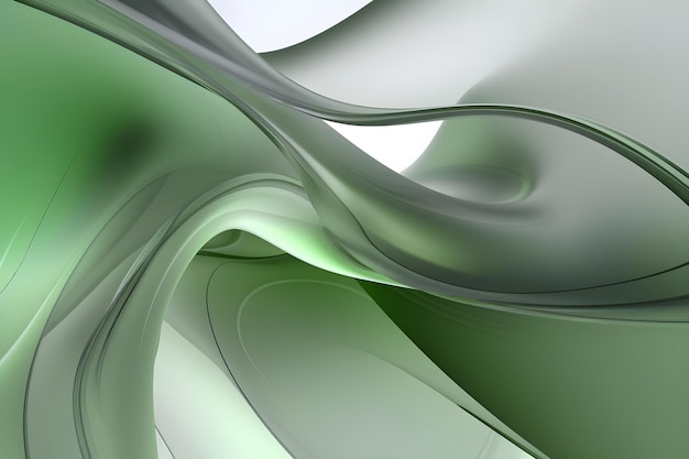 Abstract Green wave background with free flowing lines