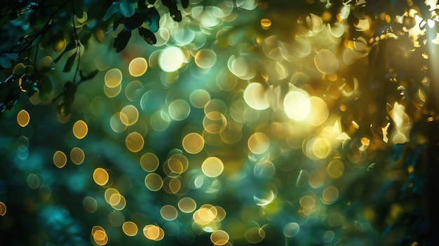 Abstract Green and Yellow Bokeh Background