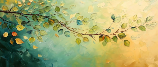 Abstract Green and Yellow Leaves