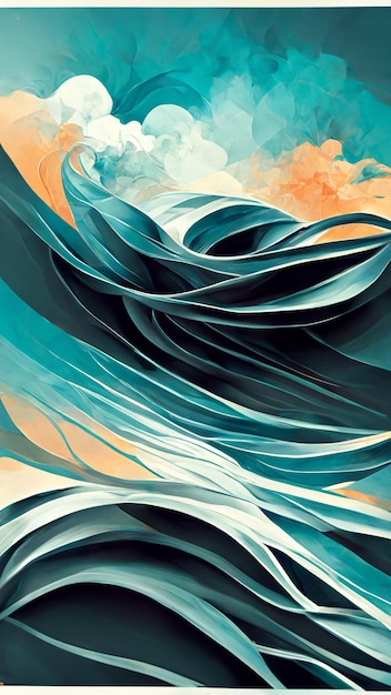 Abstract grey background poster with dynamic waves 3D illustration