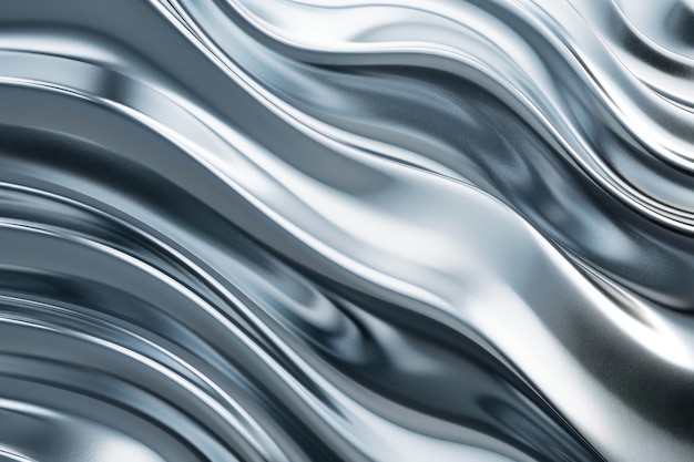 Abstract Grey Metallic Background with Wavy Silver Design