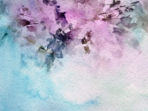 Abstract gringe background Watercolor blue pink wallpaper with floral pattern