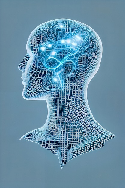 Abstract head with an electronic chip