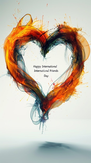 Abstract Heart with Fiery and Smoky Elements for International Friends Day Design