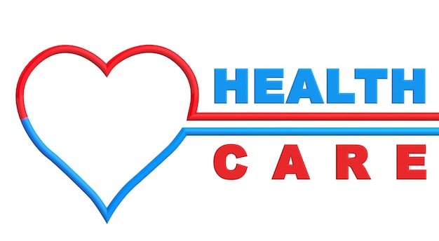 Abstract Heart with Health Care sign on a white background