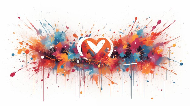 Photo abstract heart with splattered vibrant colors