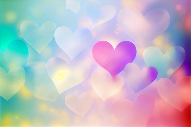 Abstract hearts background with gradient pastel color Generative AI illustration