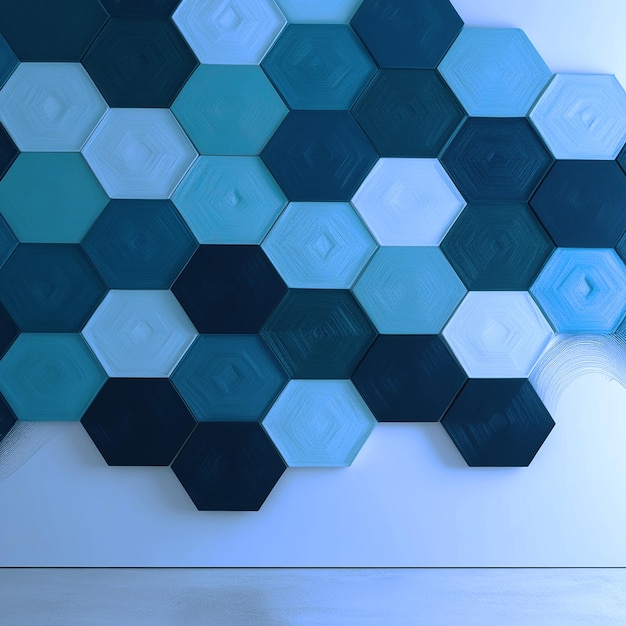 Photo abstract hexagon pattern in blue and white