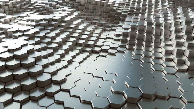 Abstract hexagonal background Futuristic technology concept 3d render illustration Hex geometry