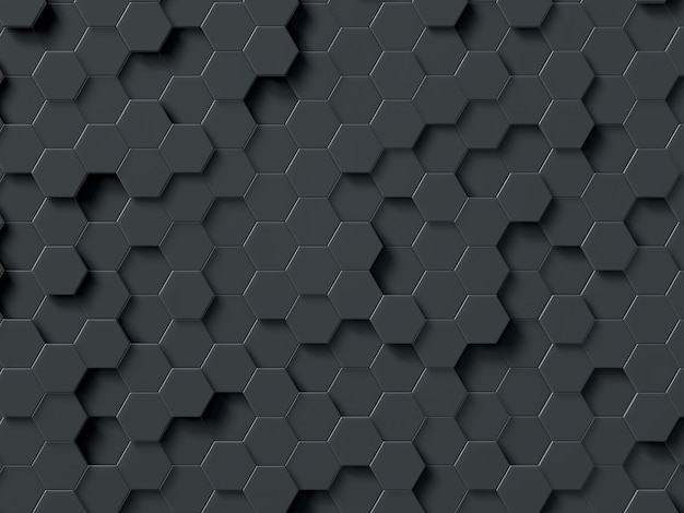 Abstract hexagons gray 3d rendering geometric polygons