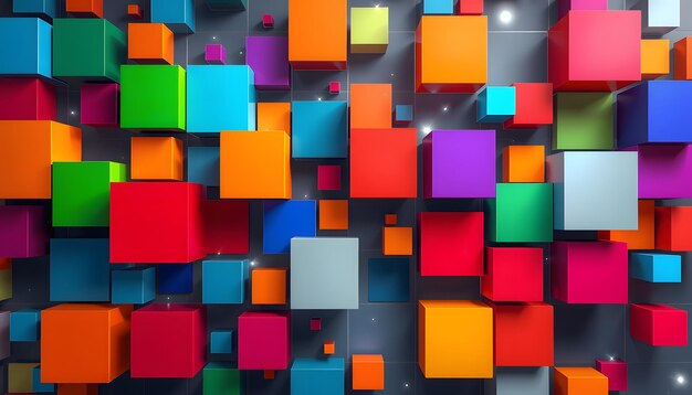 Abstract hightech background with colorful square blocks isolated with white highlights