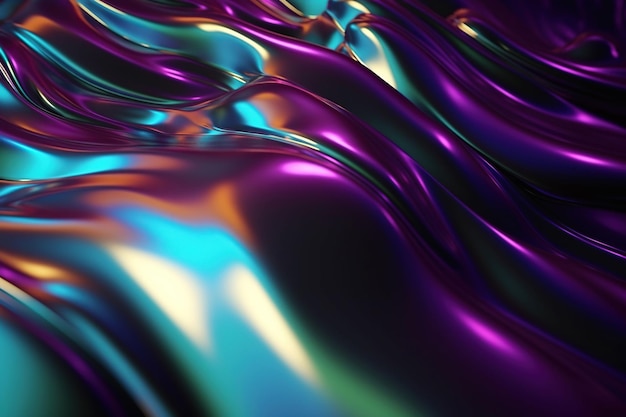 Abstract holographic background Colorful graphic design trend Multicolored gradient substance Liquid neon colors leak Modern cover template generative ai