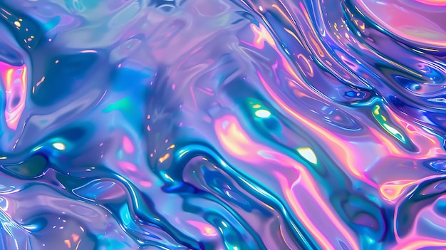 Photo abstract holographic background with colorful swirls and reflections