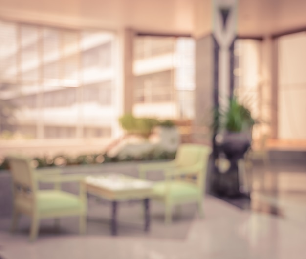 Abstract hotel lobby blur background in vintage effect