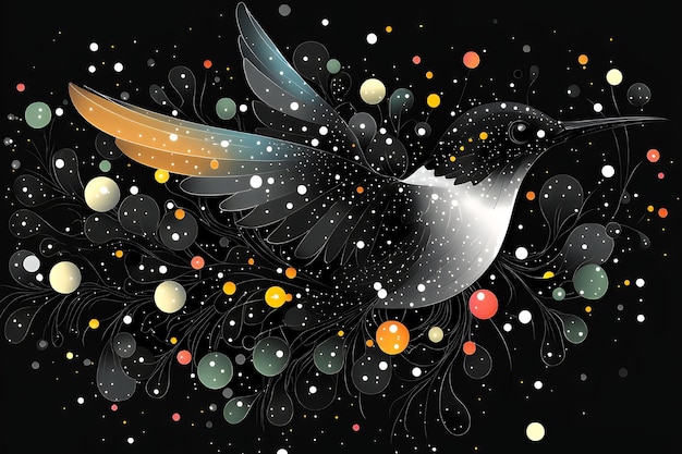 Photo abstract hummingbird in a starry night