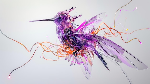 Photo abstract hummingbird with colorful trails