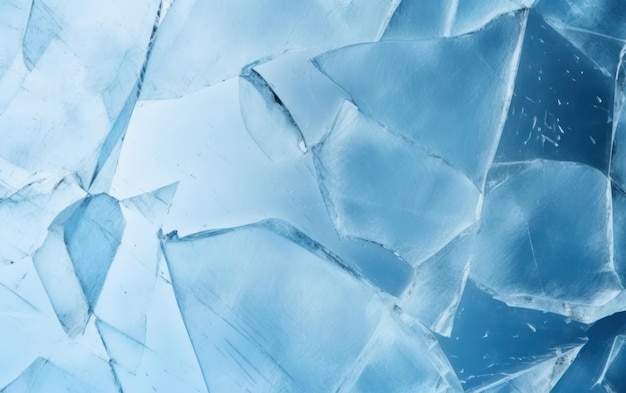 Abstract ice background Blue background with cracks on the ice surface