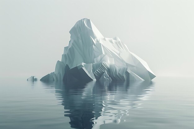 Abstract Iceberg Floating in Calm Water