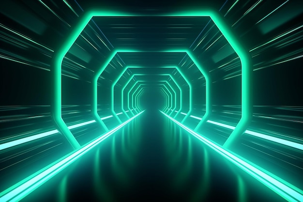 Abstract Illuminated Tunnel with Futuristic Ambiance