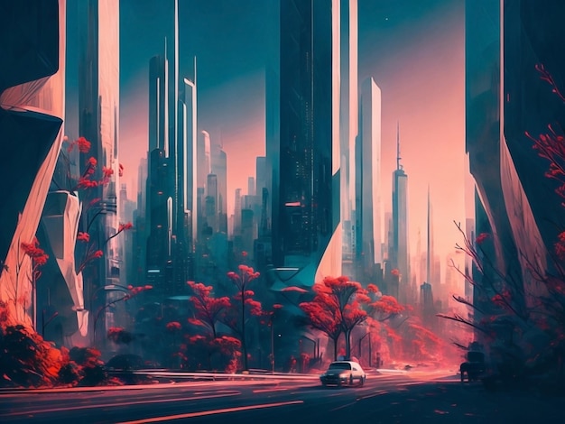 Abstract illustration background with the theme of an imaginary city