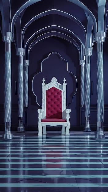 Photo abstract illustration design of empty throne in palace dark hall