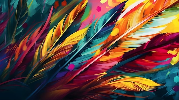 Abstract Illustration of digital art Artistic watercolor beautiful colorful feather or rainbow feather for painting