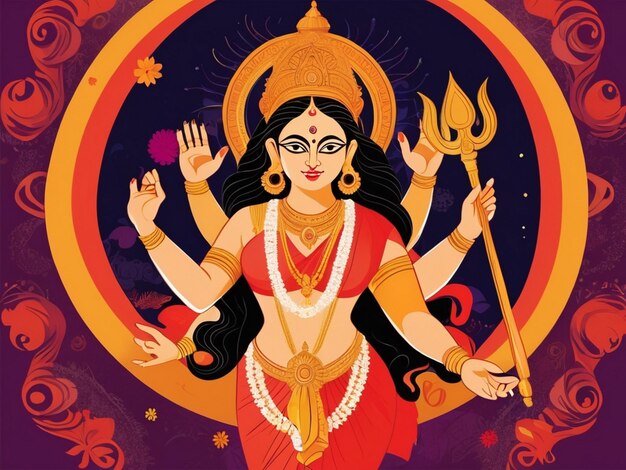 Abstract illustration of durga puja