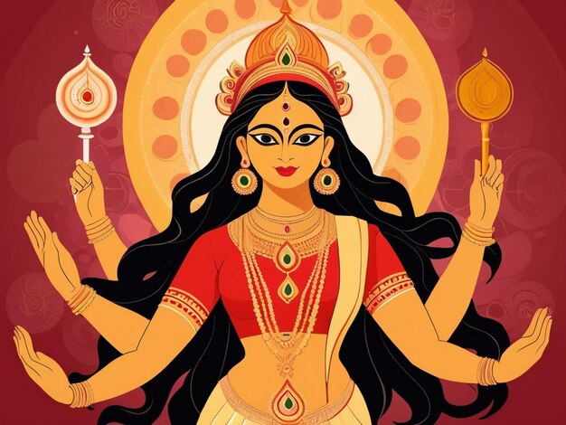 Abstract illustration of durga puja