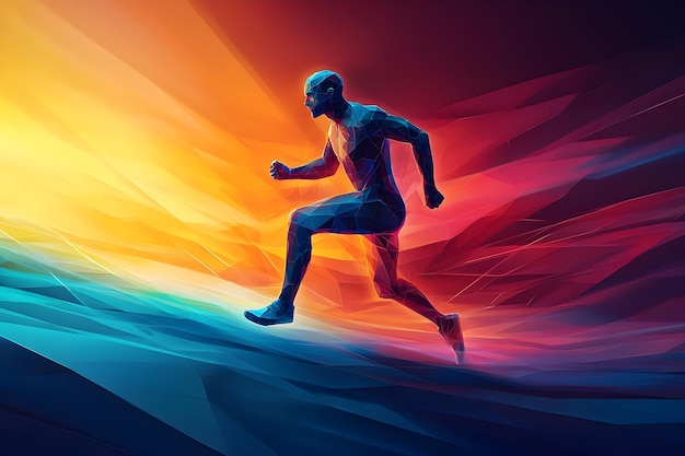 Abstract Illustration of a Geometric Runner in Motion