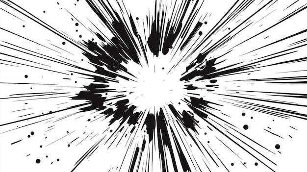 Photo an abstract illustration of manga motion effects featuring comicstyle speed lines action graphics and explosive bursts against a white backdrop