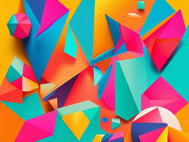 Abstract illustration of modern geometric shapes in bright colors