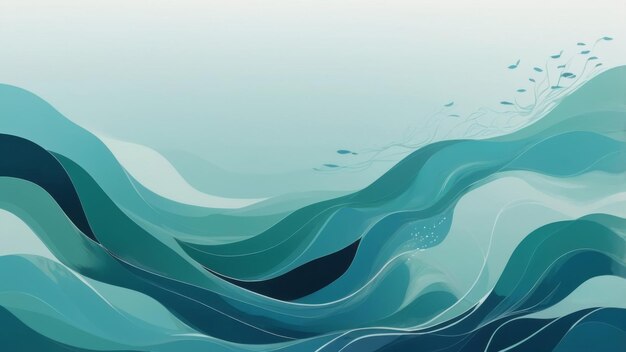 Photo abstract illustration of a wavy ocean scene in shades of teal