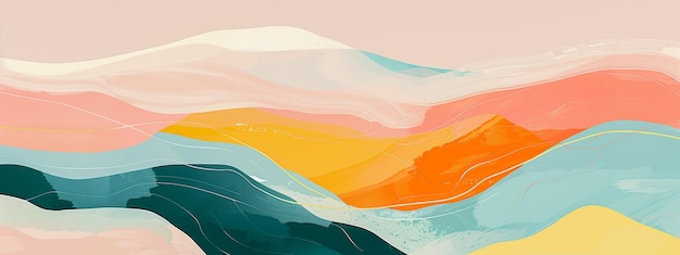 abstract illustration with summer vibes and wavy beach style abstract watercolor paint banner with