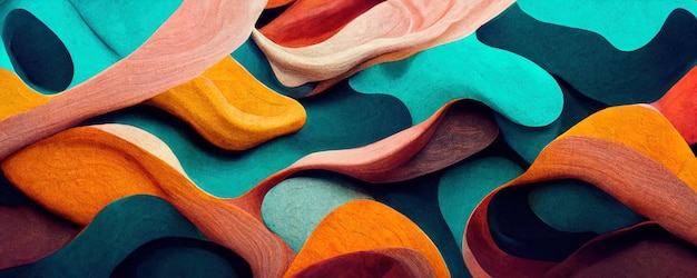 Abstract illustrations in the form of layers and strokes of multicolored paint