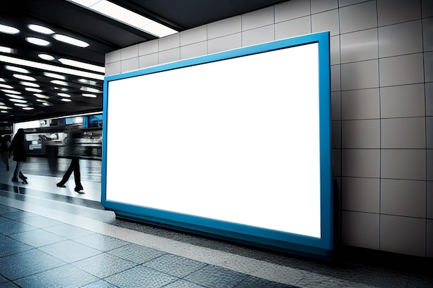 Abstract ilustration Empty advertisement light box on the underground subway hall Generative AI