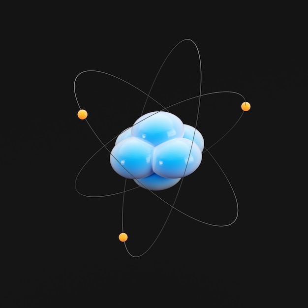 Abstract image of atom on dark