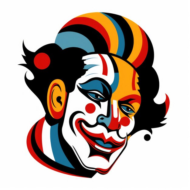 Abstract image of a clown in bright vector pop art style