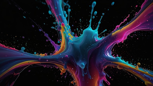 Photo abstract image of colorful liquid splashing and swirling creating intricate patterns and textures