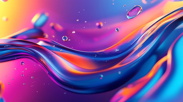 Abstract image of colorful liquid with bubbles