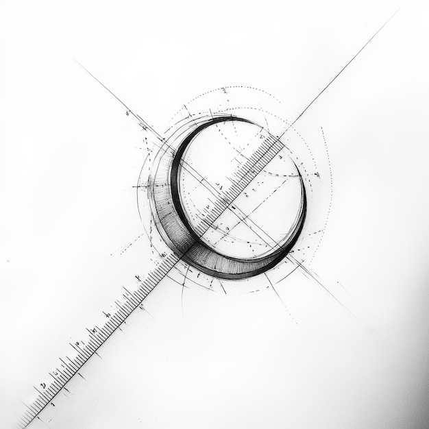 Photo abstract image of a compass on a white background closeup