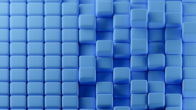 Abstract image of cubes background in blue toned. 3d illustration