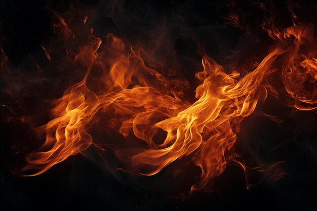 Abstract Image of Fire Flames Over Black