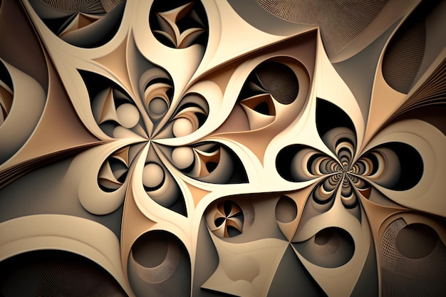 An abstract image of a fractal with a pattern of shapes and colors.