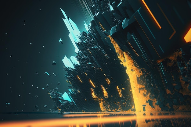 An abstract image of a futuristic city at night generative AI