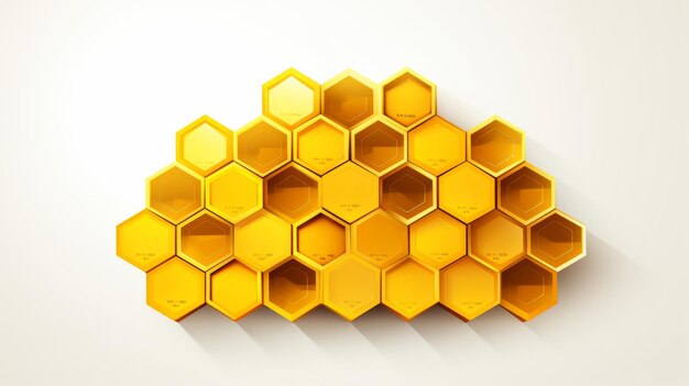 Abstract image of a honeycomb closeup of a wax honeycomb filled with honey on a white background