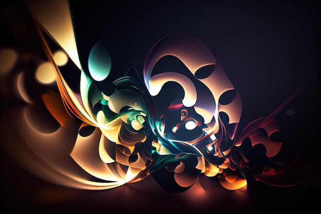 Abstract image of lights and shadows with blurred shapes in motion