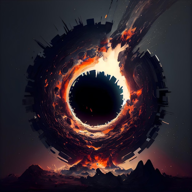 Abstract image of planet earth in the form of a hole illustration