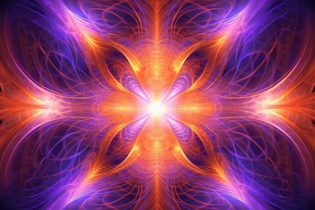 An abstract image of a purple and orange background with a star design.