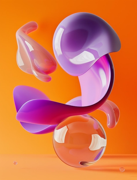 Photo an abstract image of purple and orange liquid shapes against an orange background