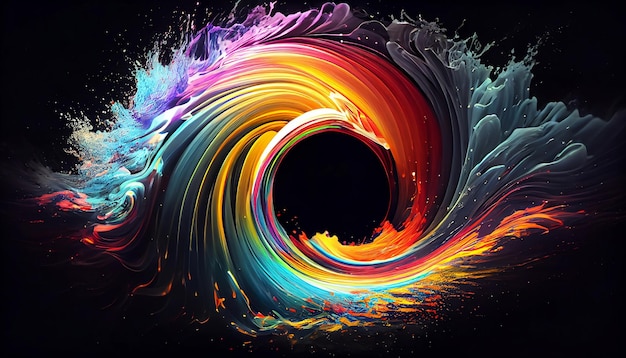 An abstract image of a rainbowcolored wave emanating from the center of the image Generative AI Illustration